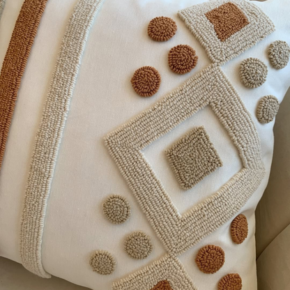 Housse De Coussin Artisanale A Pompons 45cm & 45cm